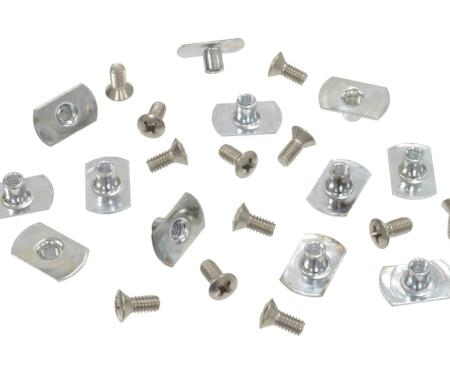 56-62 Soft Top/Convertible Top Front Weatherstrip Screws with T-Nuts