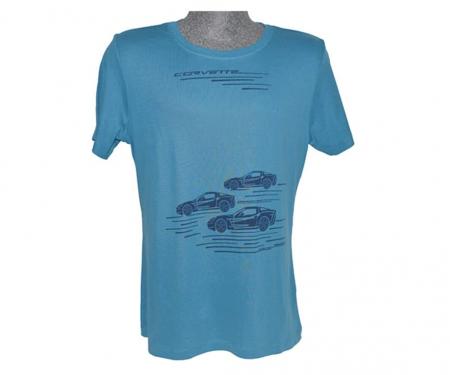 T-Shirt Corvette Trio Womens Nile Blue Short Sleeve