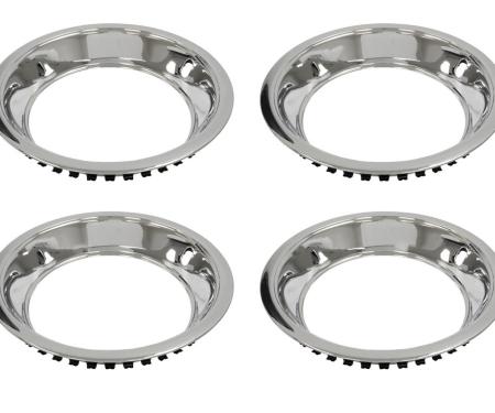 69-82 Rally Wheel Trim Ring - Stainless Steel With Inner Stepped Edge - Set of 4