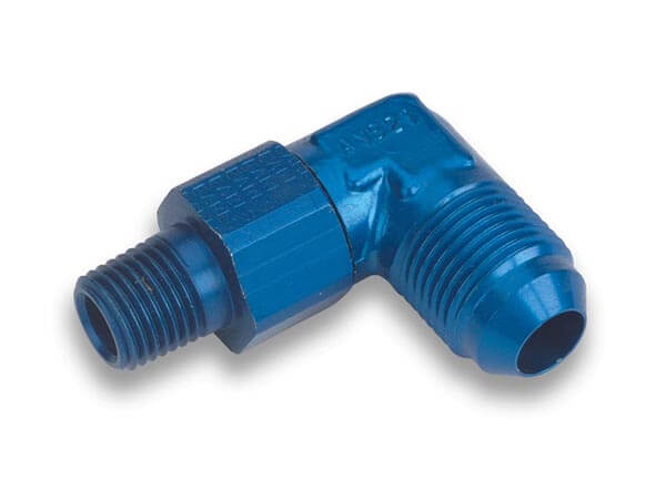 10AN Flare Female To 3/8 NPT Male 90 Degree Swivel Fitting With Blue Finish