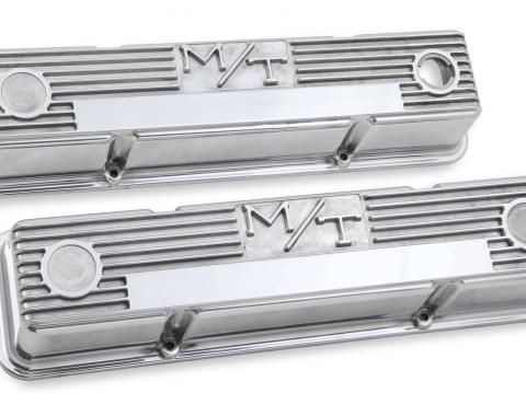 Holley M/T Valve Covers, Vintage Style, Finned, SBC, Polished 241-82