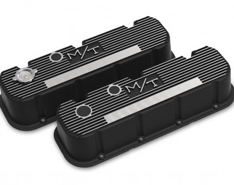 Holley Tall M/T Valve Covers for Big Block Chevy Engines, Satin Black Finish with Machined Fins/Logo 241-152