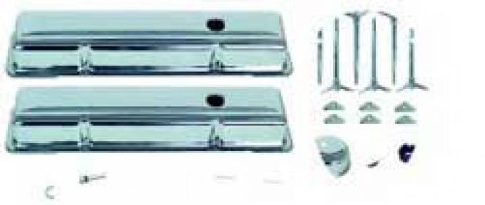 OER Chevrolet Engine Dress-Up Set, Small Block, Tall Profile Valve Covers, T-Bolts, Chrome T3040