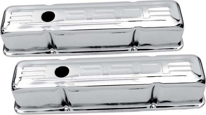 OER 1968-81 Chevrolet, Chrome Valve Covers, "350" Logo, Tall Profile T9841