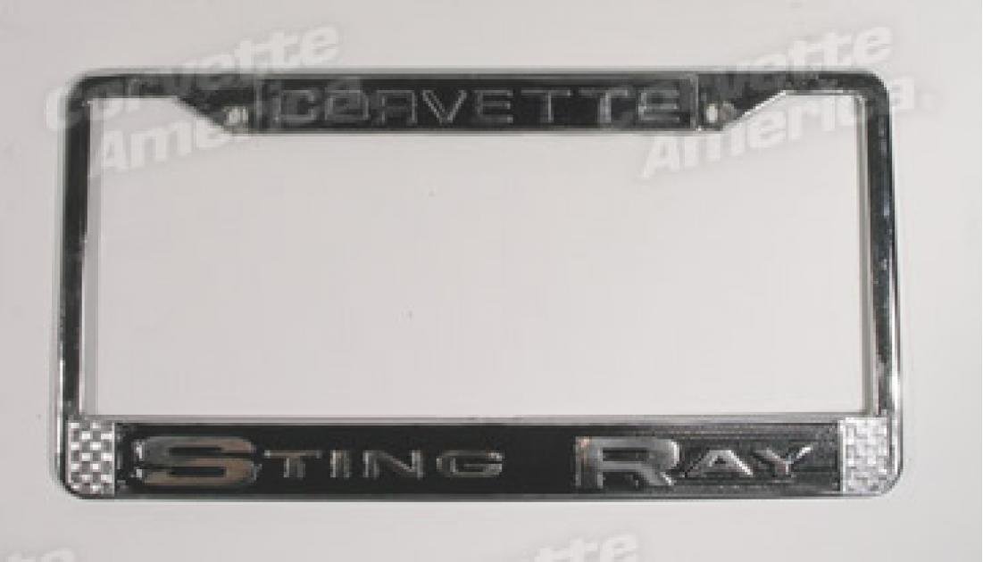 Corvette License Plate Frame, Stingray Chrome, 1963-1976